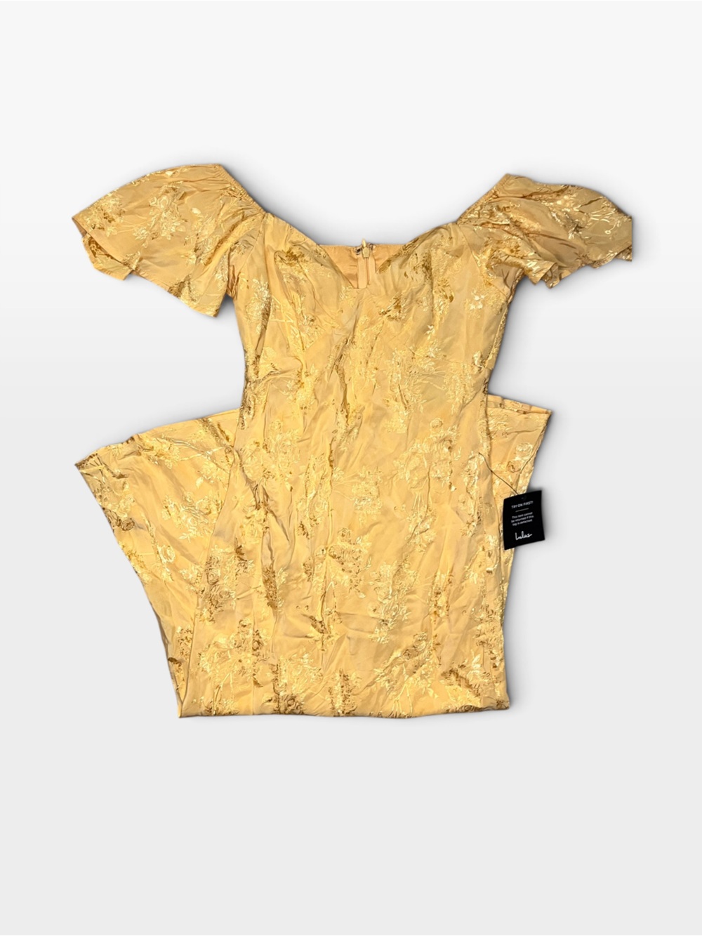 Lulu's Yellow Floral Off-Shoulder Midi Dress